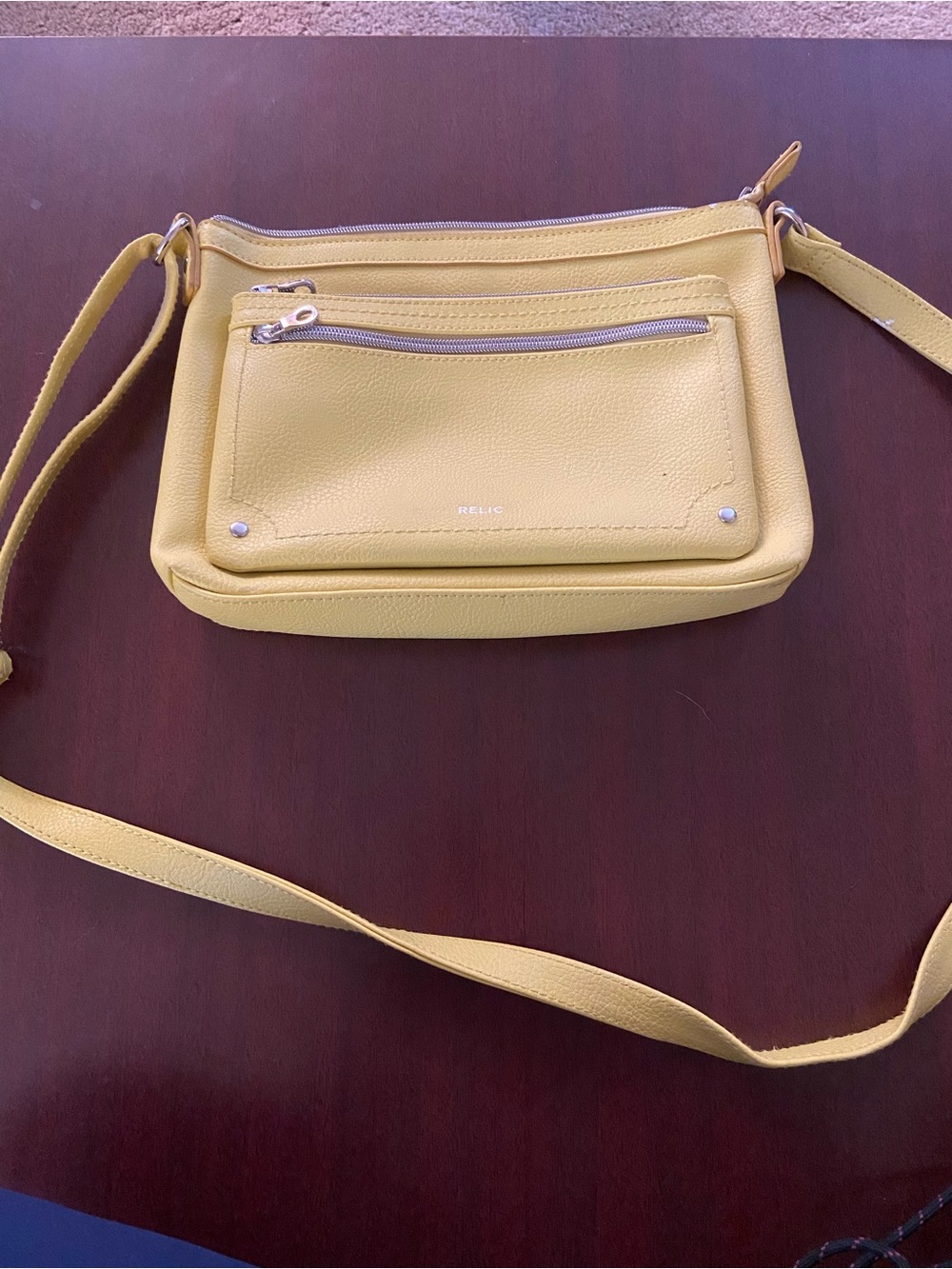 Relic Yellow Pebbled Leather Crossbody Bag